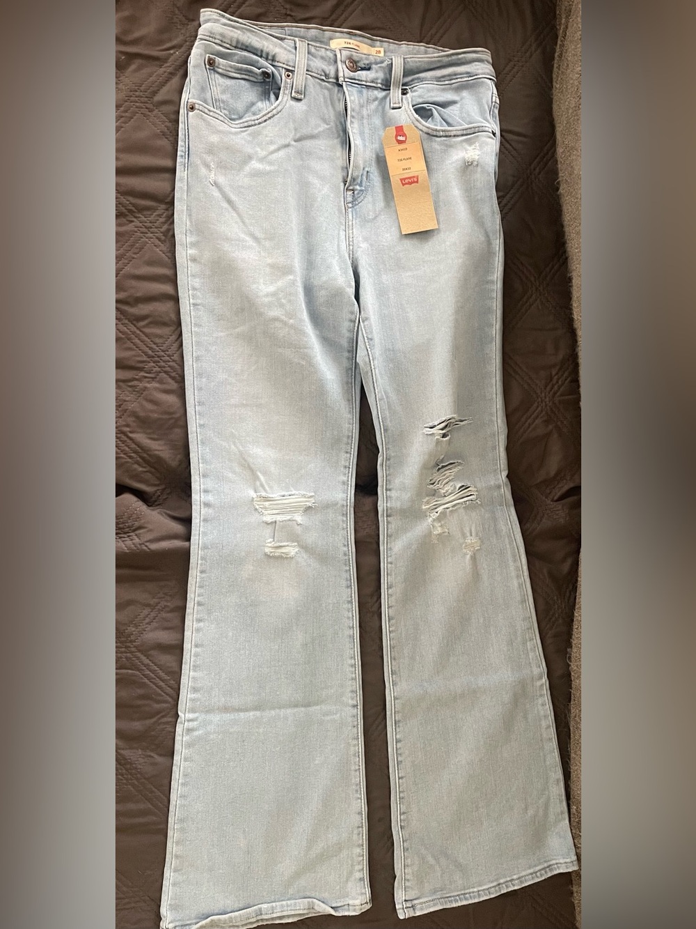 Levi's Light Blue Distressed Flare Jeans